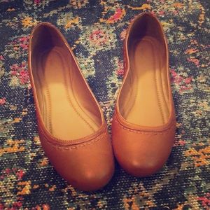 Cognac Frye ballet flats
